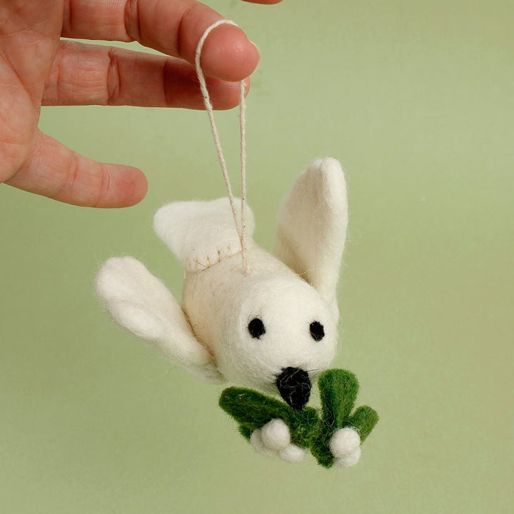 Felt Mistletoe Dove - Green Tulip