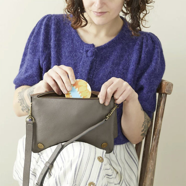 Fuli Recycled Sari Fabric Pocket Travel Mirror - Green Tulip