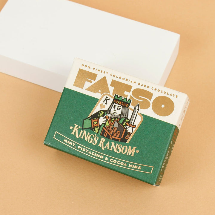 King's Ransom 60% Dark Chocolate Bar - Mint, Pistachio & Cocoa Nibs - Green Tulip