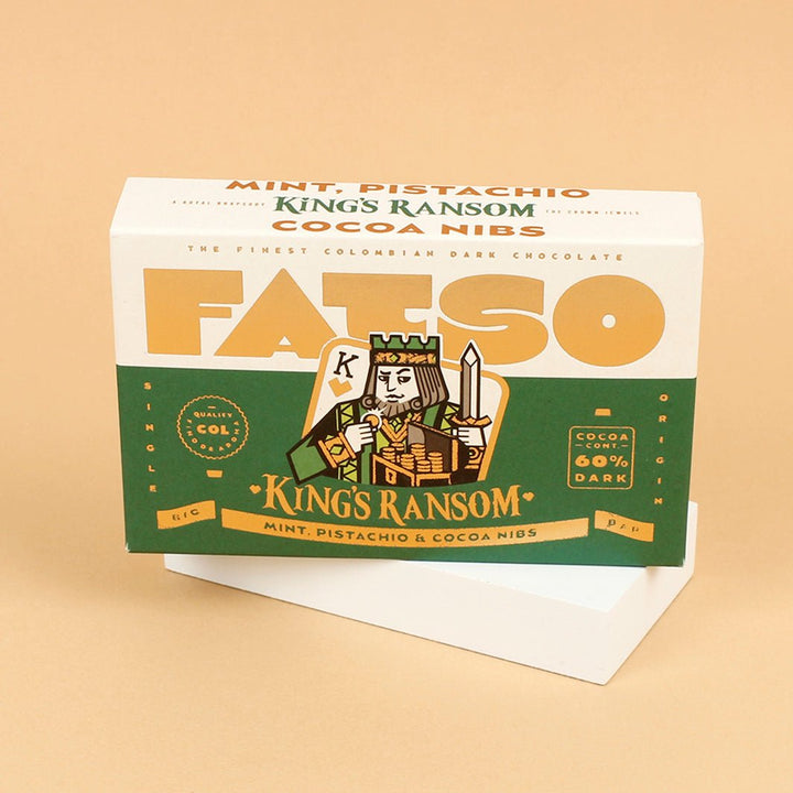 King's Ransom 60% Dark Chocolate Bar - Mint, Pistachio & Cocoa Nibs - Green Tulip