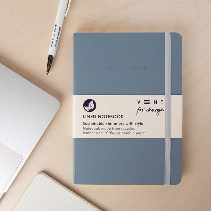 'Make a Mark' Recycled Leather A5 Notebook - Green Tulip