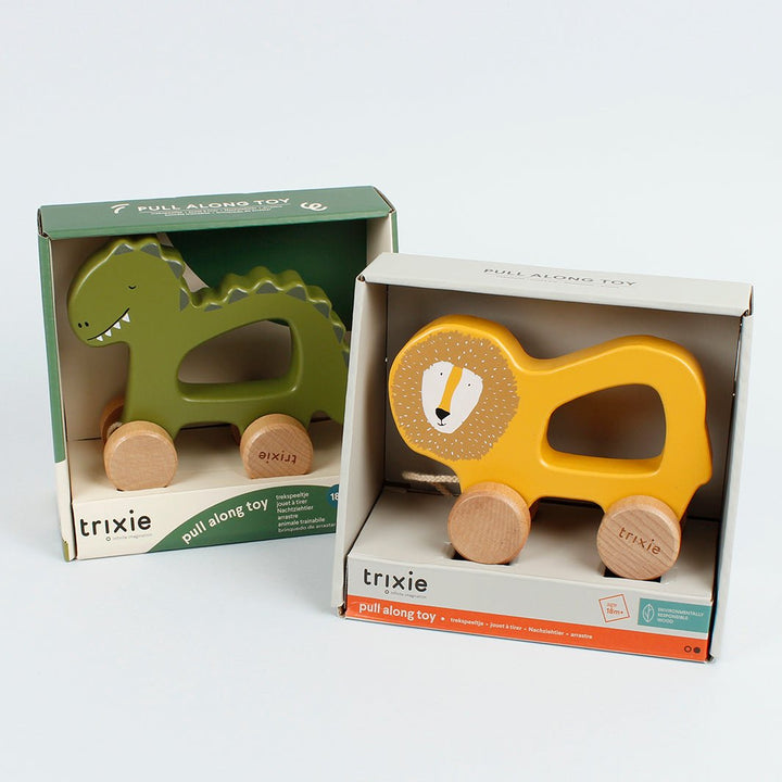 Mr Lion Wooden Pull Along Toy - Green Tulip