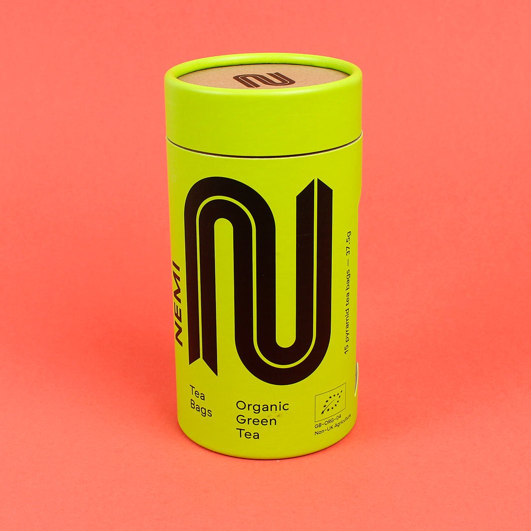 Organic Green Tea Pyramid Teabags - Tube of 15 - Green Tulip