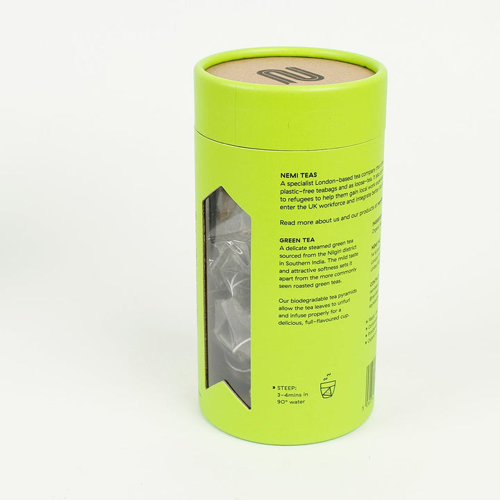 Organic Green Tea Pyramid Teabags - Tube of 15 - Green Tulip
