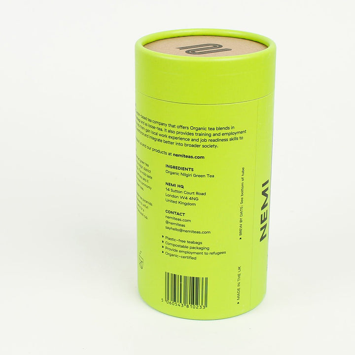 Organic Green Tea Pyramid Teabags - Tube of 15 - Green Tulip