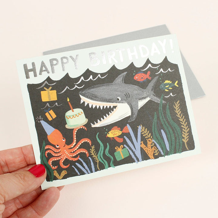 Shark Birthday Card - Green Tulip