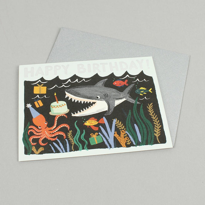 Shark Birthday Card - Green Tulip