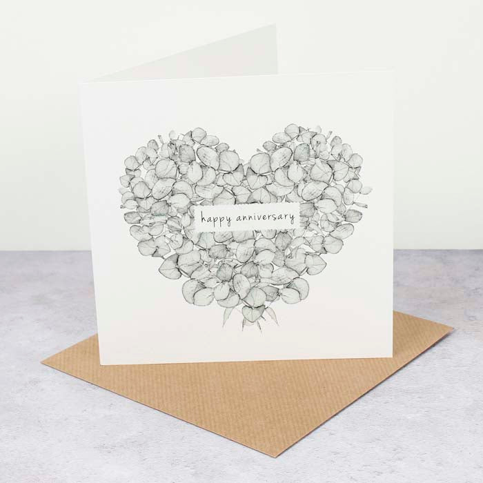 Eucalyptus Heart 'Happy Anniversary' Card