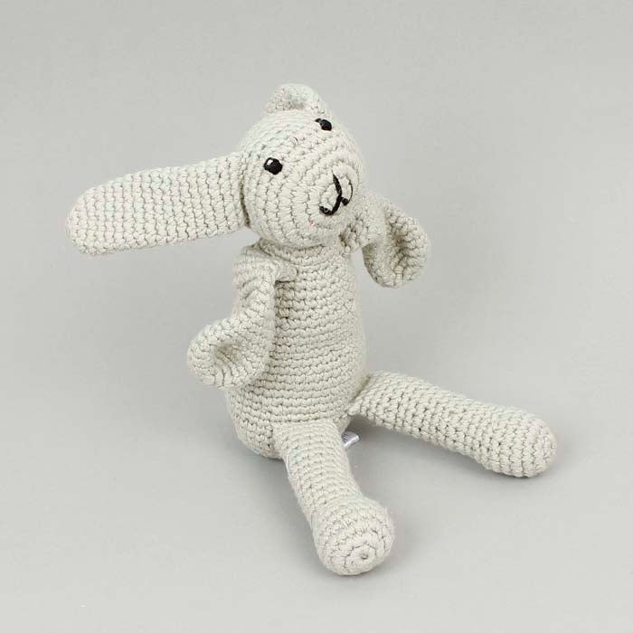 Organic Crochet Bunny Rattle - Teal