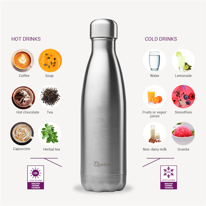 Insulated Stainless Steel Bottle - Brushed Steel - 750ml
