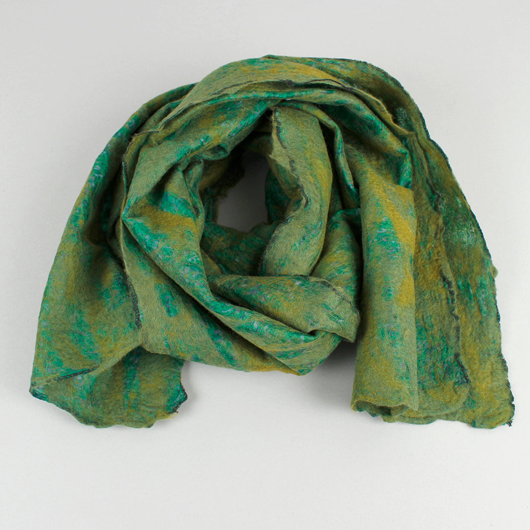 Yamala Felted Silk Scarf - Olive/Green
