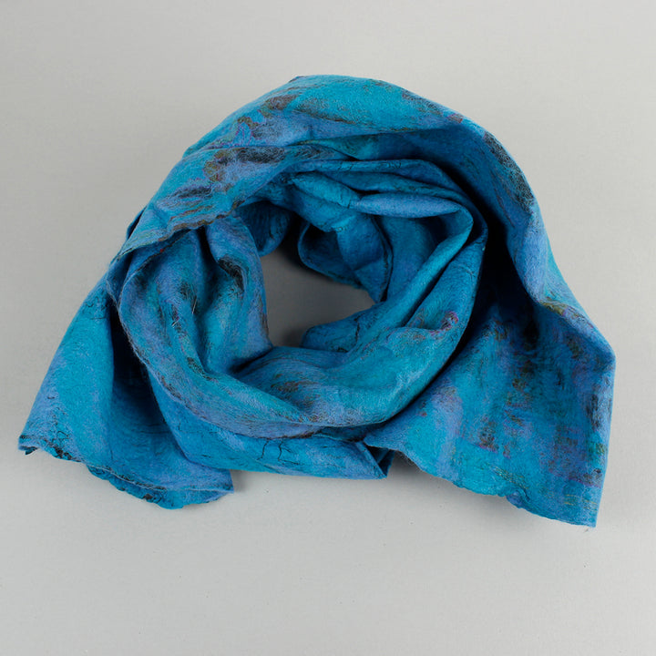 Yamala Felted Silk Scarf - Turquoise/Azure Blue