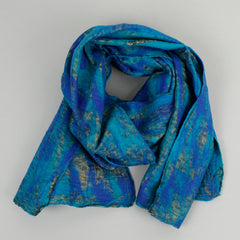 Yamala Felted Silk Scarf - Turquoise Blue Mix