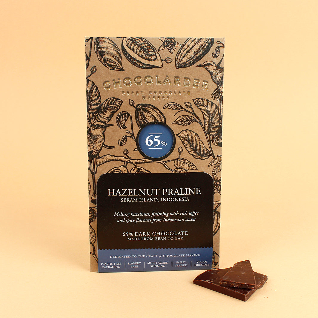 Hazelnut Praline 65% Dark Chocolate Bar