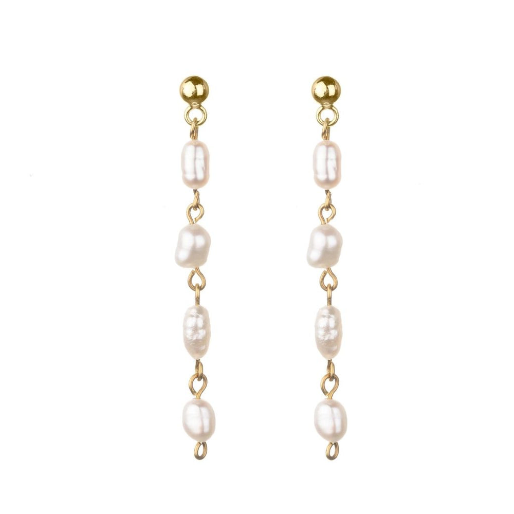 Pearl Four Link Stud Earrings