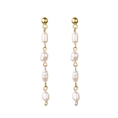 Pearl Four Link Stud Earrings