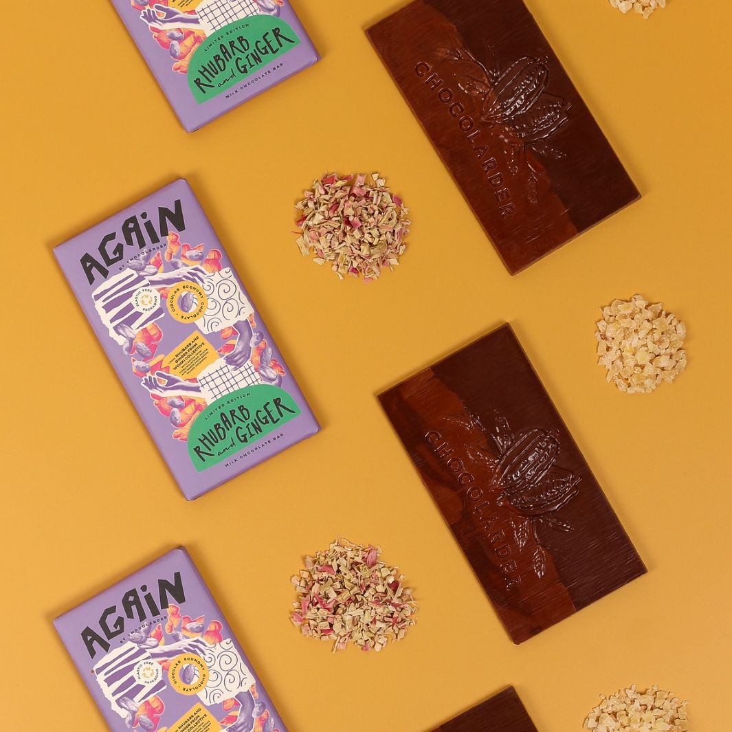 Again Rhubarb & Ginger Milk Chocolate Bar
