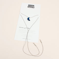 Blue Topaz Silk Charm Necklace - Moon