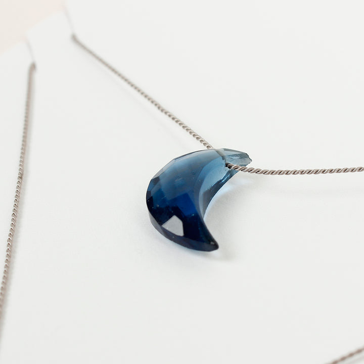 Blue Topaz Silk Charm Necklace - Moon