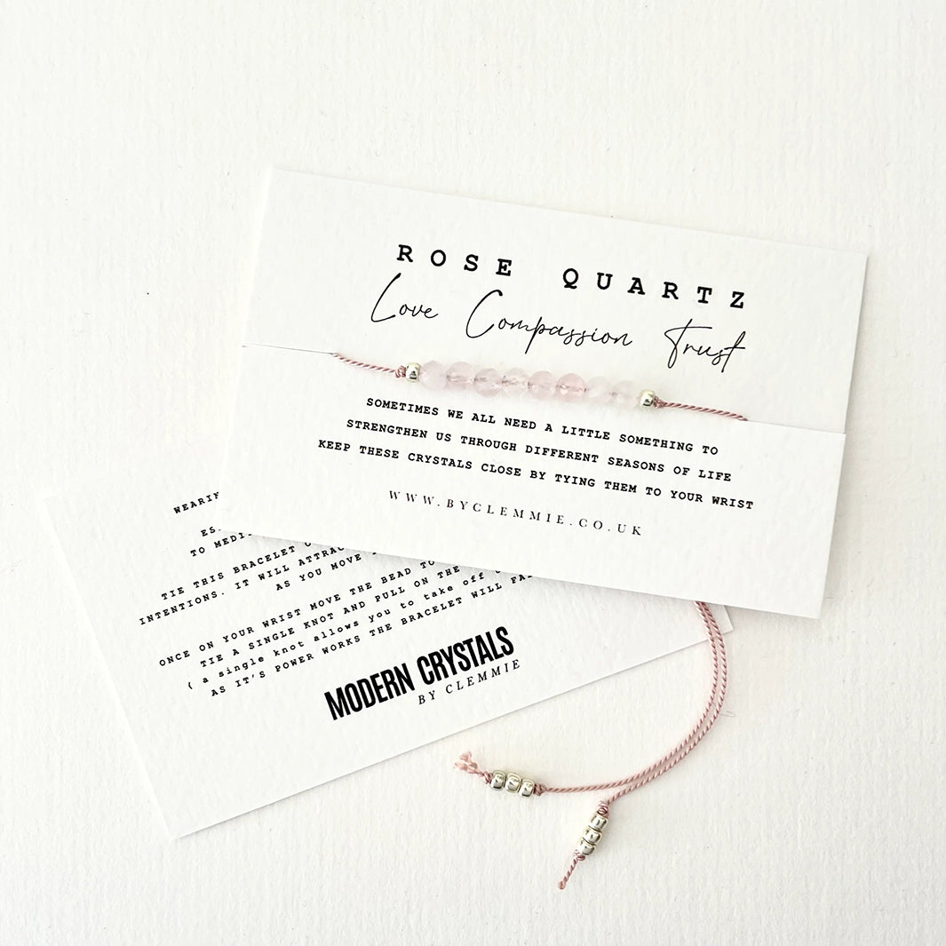 Rose Quartz Tie-On Crystal Bracelet