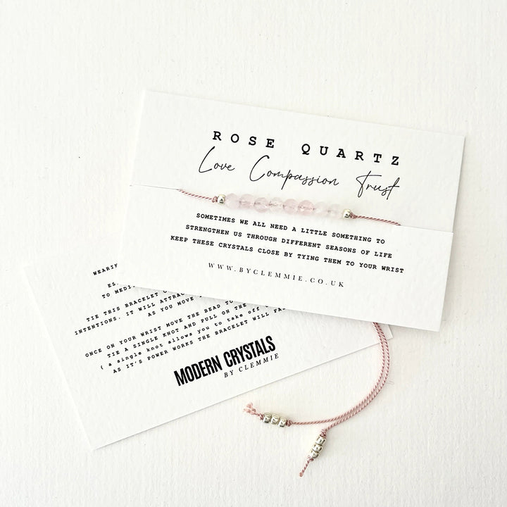 Rose Quartz Tie-On Crystal Bracelet