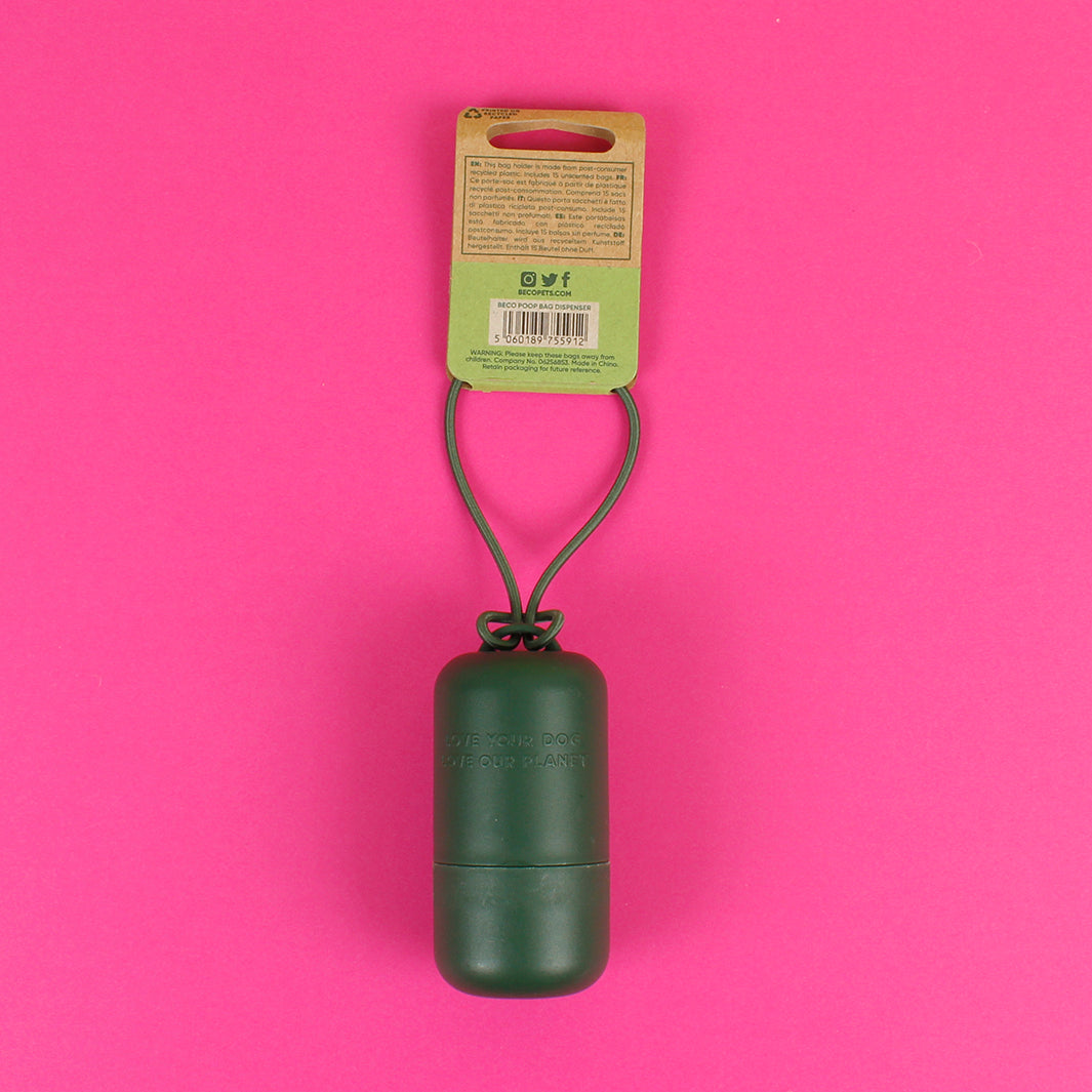 Beco Pets Recycled Plastic Poop Bag Dispenser with 15 Bags