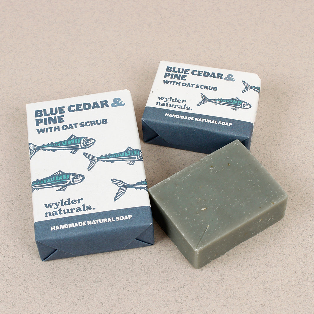 Natural Soap Bar - Blue Cedar & Pine with Oat Scrub