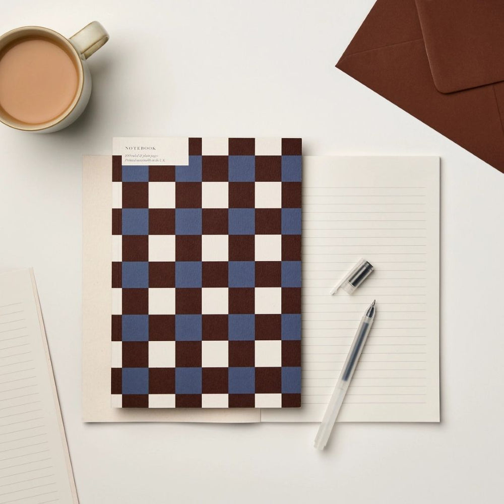 A5 Blue & Burgundy Tile Notebook