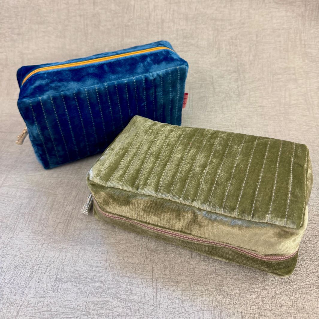 Quilted Velvet Cosmetic Bag
