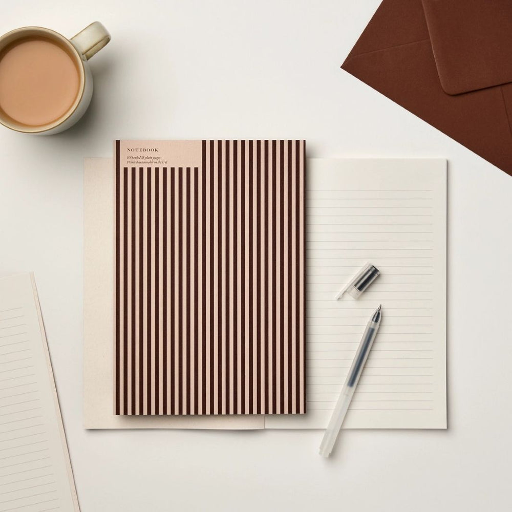A5 Burgundy & Russet Stripe Notebook