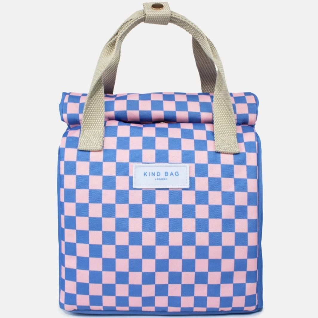 Lunch Bag - Checkerboard Blue & Pink