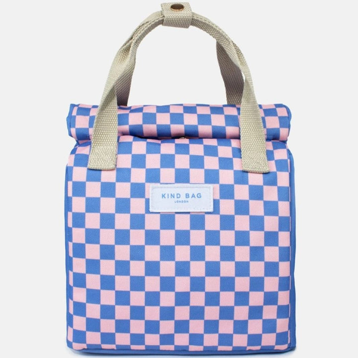 Lunch Bag - Checkerboard Blue & Pink