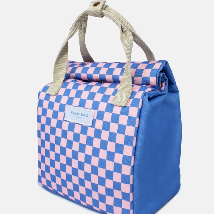 Lunch Bag - Checkerboard Blue & Pink