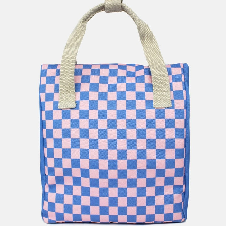 Lunch Bag - Checkerboard Blue & Pink