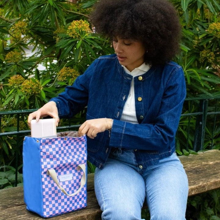 Lunch Bag - Checkerboard Blue & Pink