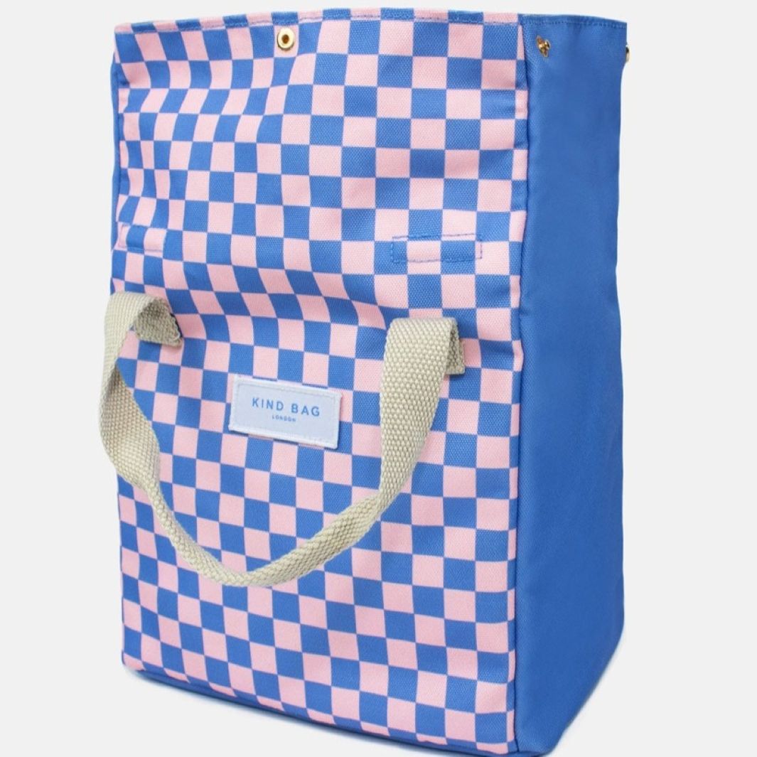 Lunch Bag - Checkerboard Blue & Pink