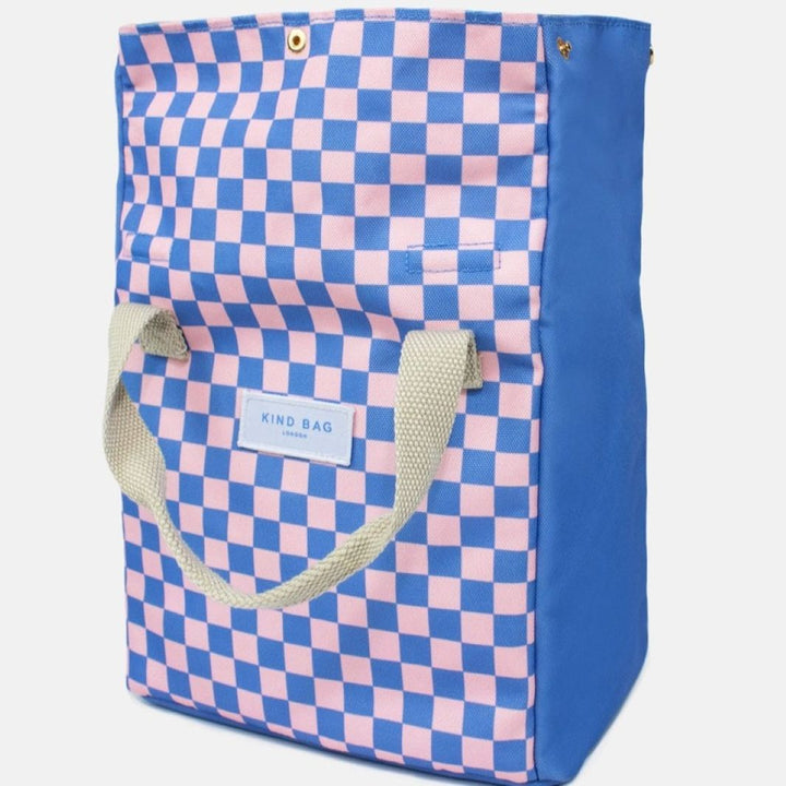 Lunch Bag - Checkerboard Blue & Pink