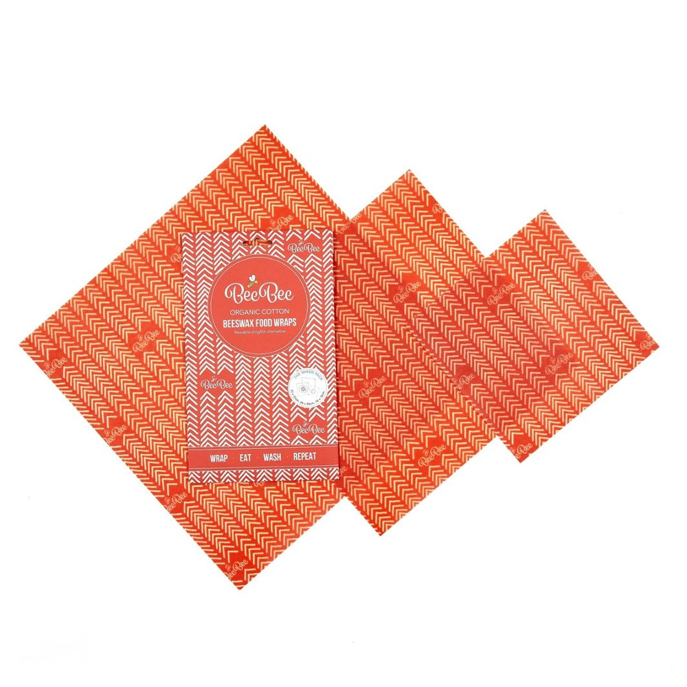 Beeswax Food Wraps – Chevron Red (Set of 3)