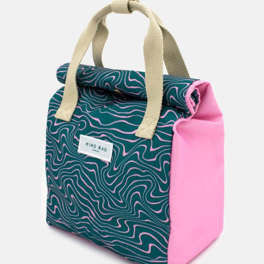 Lunch Bag - Contours Green & Pink