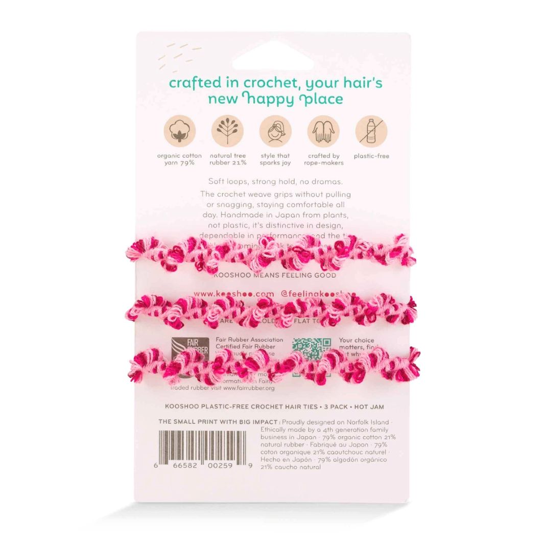KOOSHOO Crochet Hair Ties – Hot Jam (Pack of 3)
