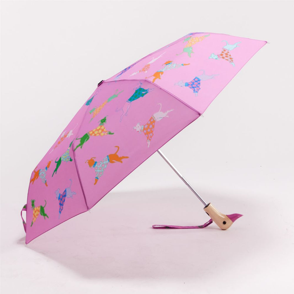 Dogs in Pink Duck Umbrella