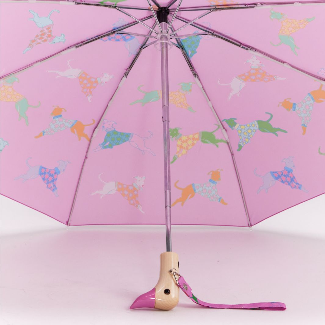 Dogs in Pink Duck Umbrella