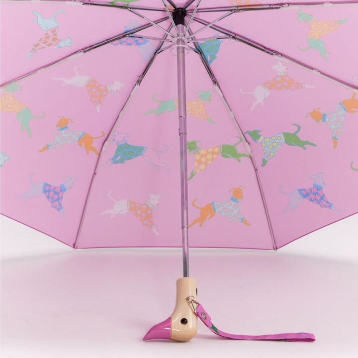 Dogs in Pink Duck Umbrella