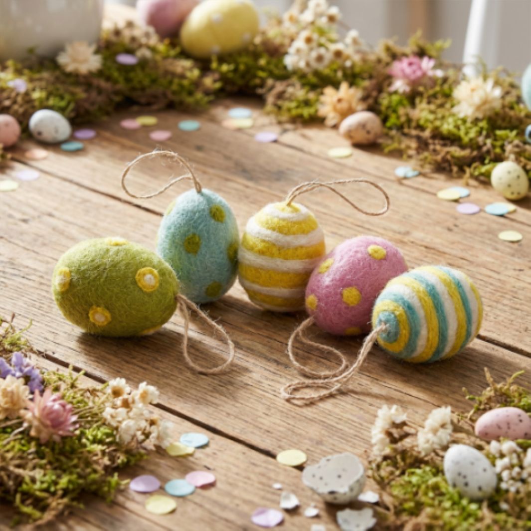 Felt Easter Egg Decorations - Set of 5