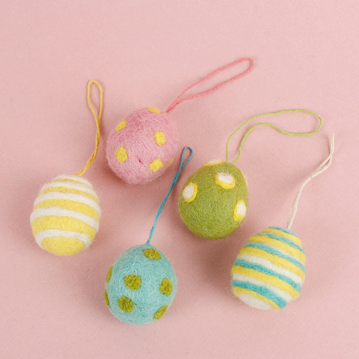 Felt Easter Egg Decorations - Set of 5