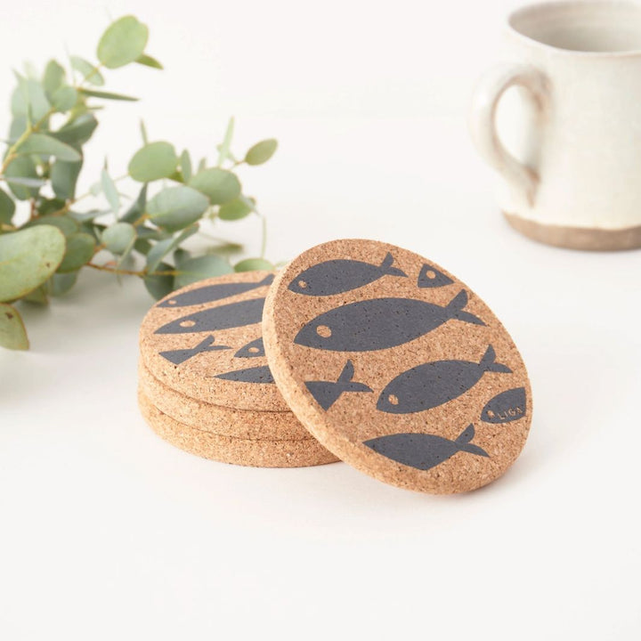 Cork Coaster | Grey Fish