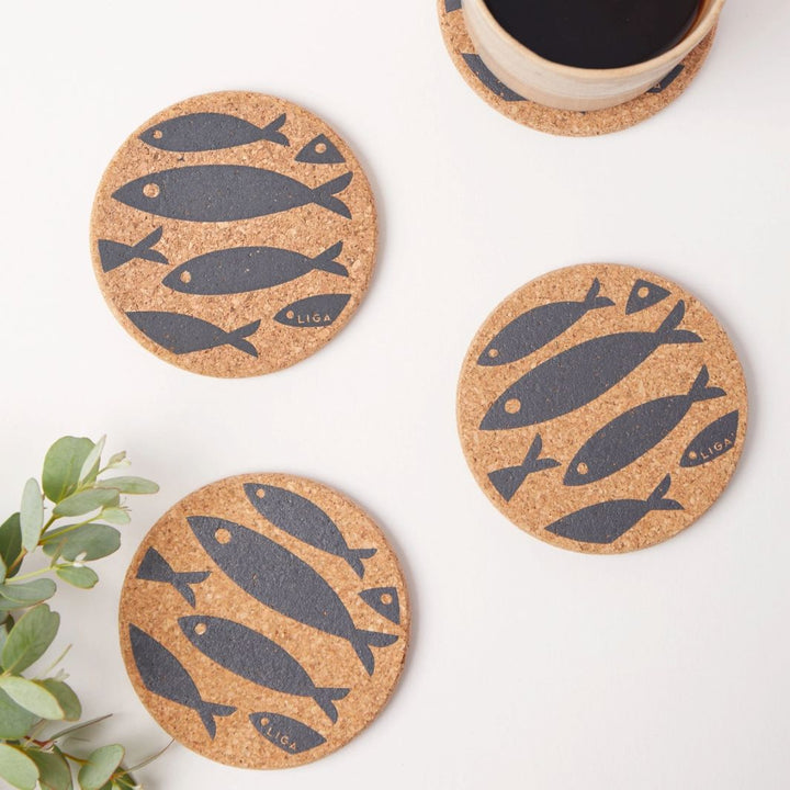Cork Coaster | Grey Fish