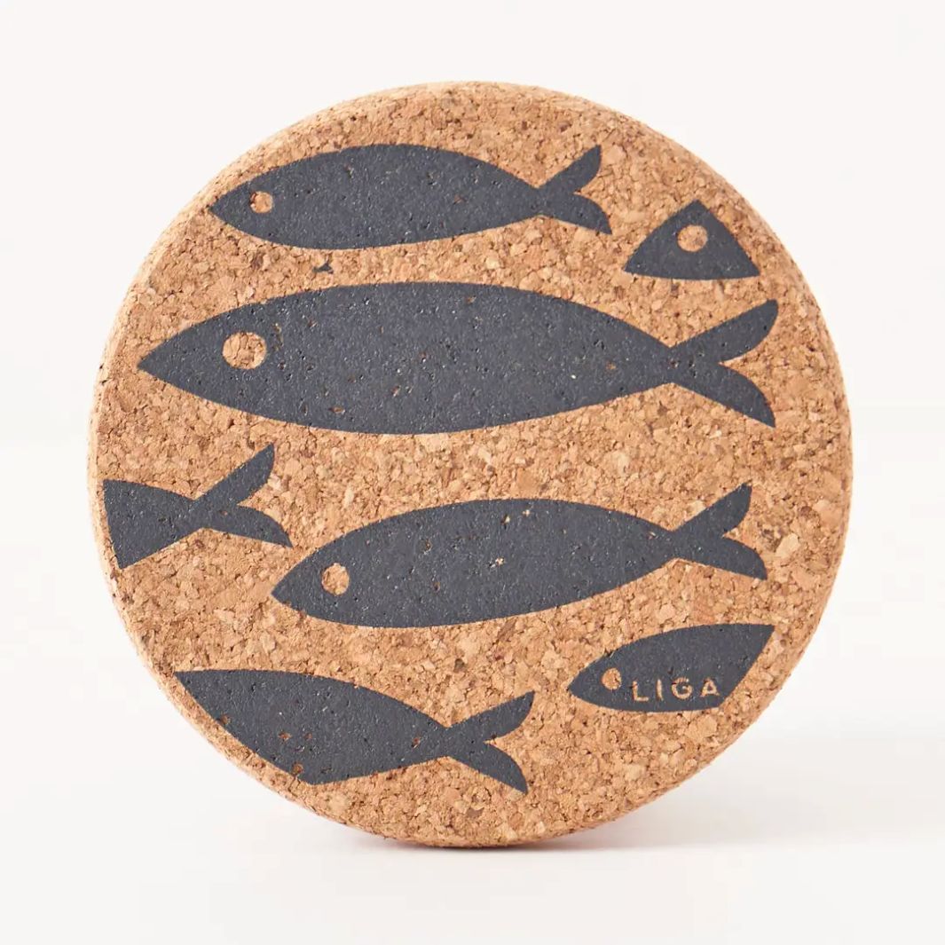 Cork Coaster | Grey Fish