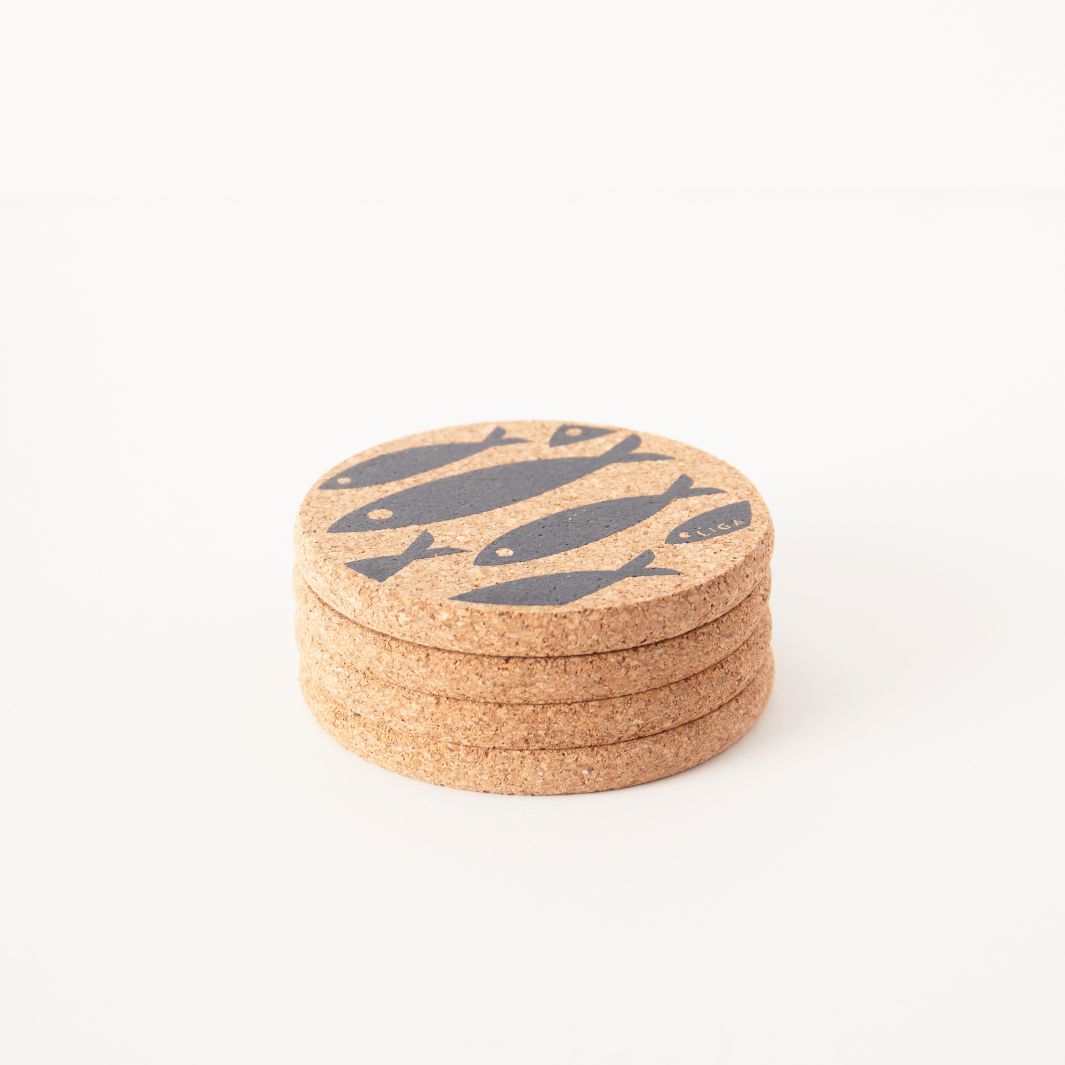 Cork Coaster | Grey Fish
