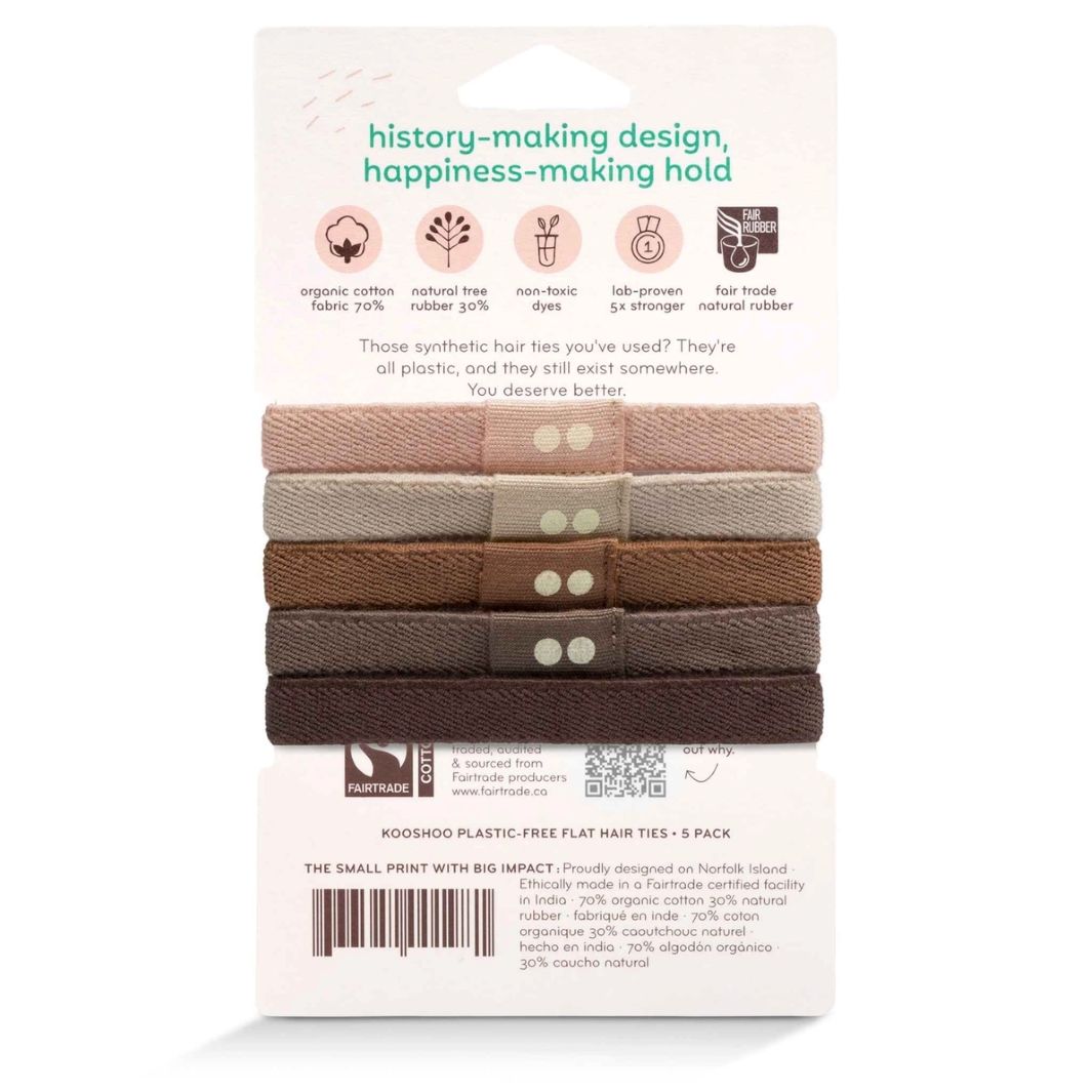 KOOSHOO Flat Plastic-Free Hair Ties – Earth Tints